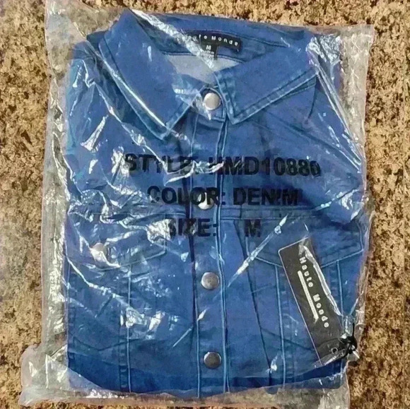 NWT Haute Monde Snap-Up Short Sleeve Denim Dress - Picture 8 of 8